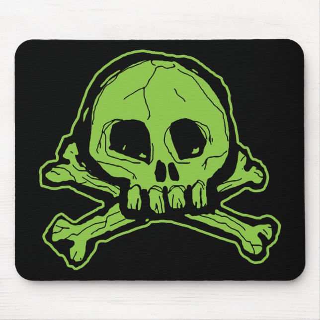 Green Scribbly Skull Mouse Mat (Front)
