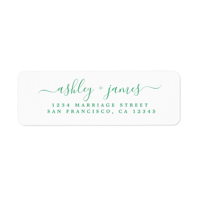 Green Script  Elegant Return Address Label (Front)