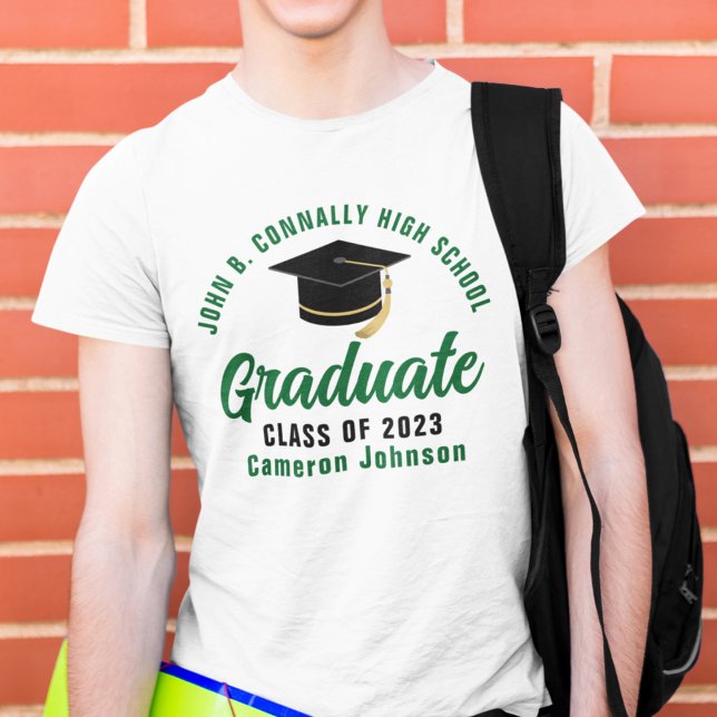 Green Script Graduate Personalised 2025 Graduation T-Shirt (Creator Uploaded)