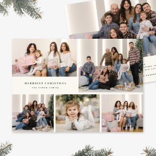Green Script Merriest Christmas Five Photo Collage Holiday Card