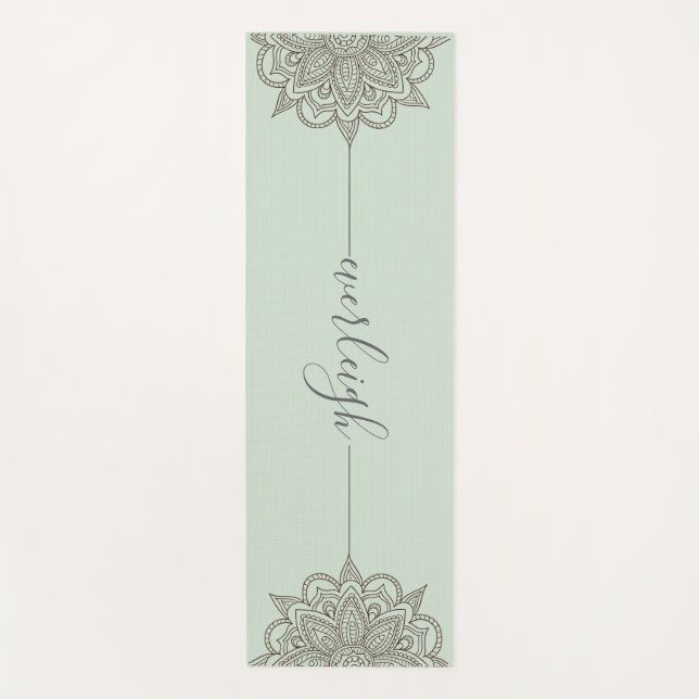 Green Script Name Mandala Yoga Mat (Front)