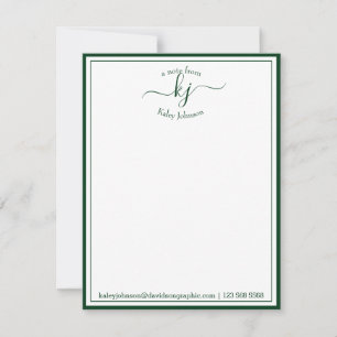 Green Script Personalised From The Desk Of Thank You Card