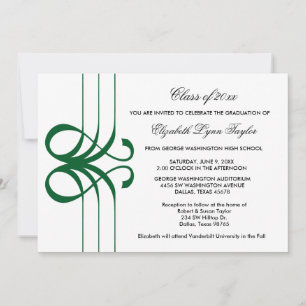 Green Scroll Edge Graduation Announcement