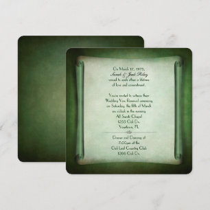 Green scroll for wedding vow renewal invitation