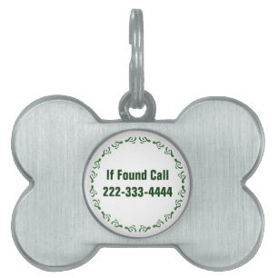Green Scroll Pet ID Tag