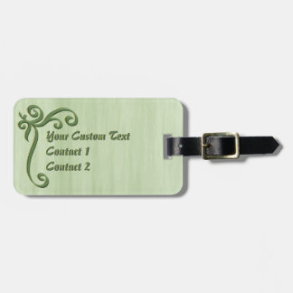 Green Scroll with Gold accent Custom Text Luggage Tag