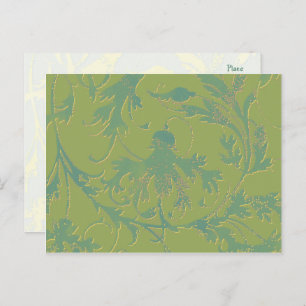 Green Scrolls Postcard Template