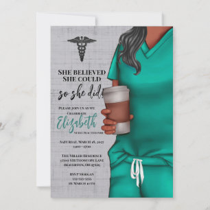 Green Scrubs Nursing School Graduation Invitation
