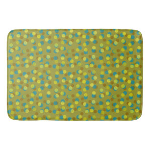 green, sea blue, yellow and brown dots bath mat