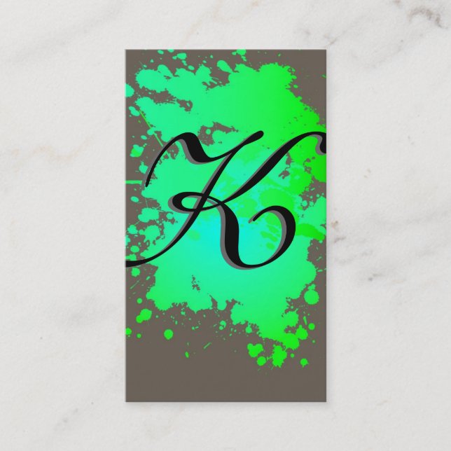 Green Sea Foam Ink Paint Splash Business Card (Front)