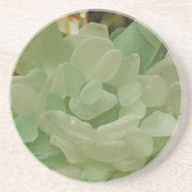 Green Sea Glass Flower Coaster (Front)