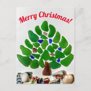 Green Sea Glass Washington Beaches Christmas Tree Holiday Postcard
