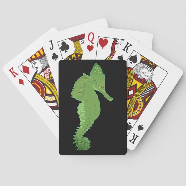 Green Sea horse Playing Cards (Back)