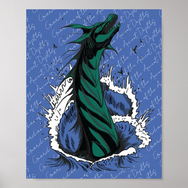 Green Sea Monster Serpent Ocean Waves Poster (Front)