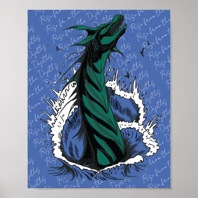 Green Sea Monster Serpent Ocean Waves Poster (Front)