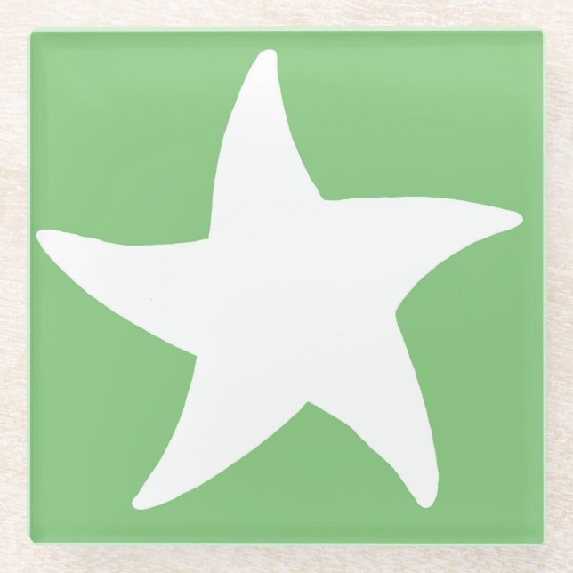 Green Sea Star Glass Coaster (Front)