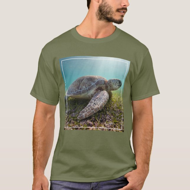 Green Sea Turtle At Dusk | Akumal Bay T-Shirt (Front)