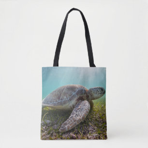 Green Sea Turtle At Dusk Akumal Bay Tote Bag