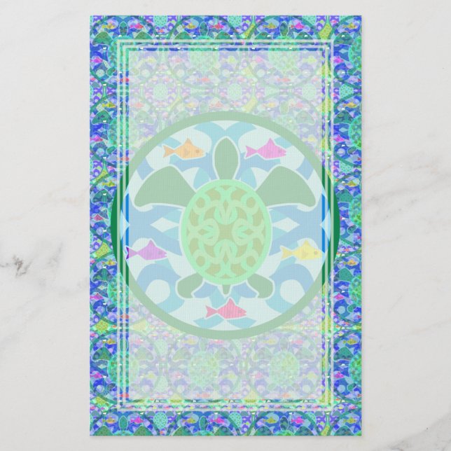 Green Sea Turtle Blank Stationery (Front)