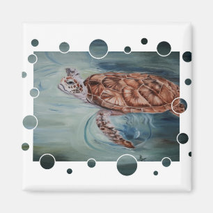 Green Sea Turtle bubbles Magnet