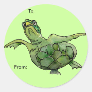 Green Sea Turtle Cartoon  Personalised Labels