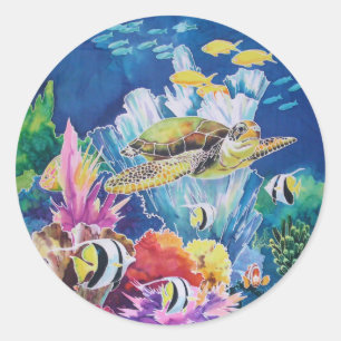 Green Sea Turtle Classic Round Sticker