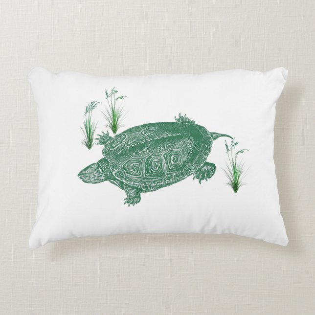 Green Sea Turtle Decorative Cushion (Front)