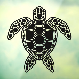 Green Sea Turtle Design - Black Window Cling