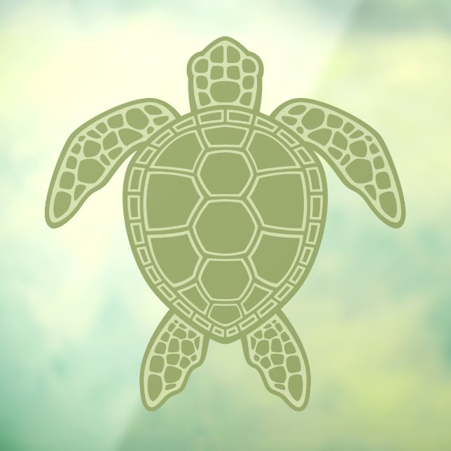 Green Sea Turtle Design Window Cling (Sheet 3)