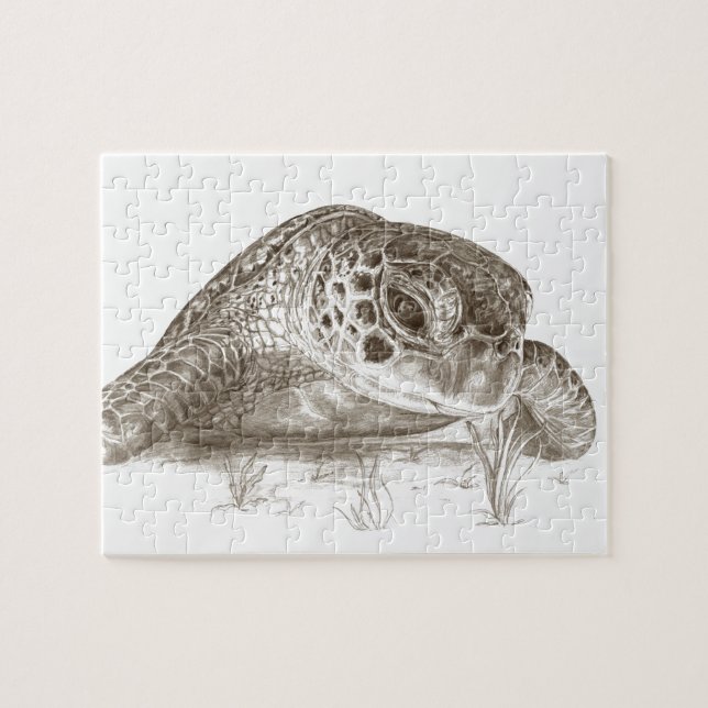 Green Sea Turtle Drawing Jigsaw Puzzle (Horizontal)
