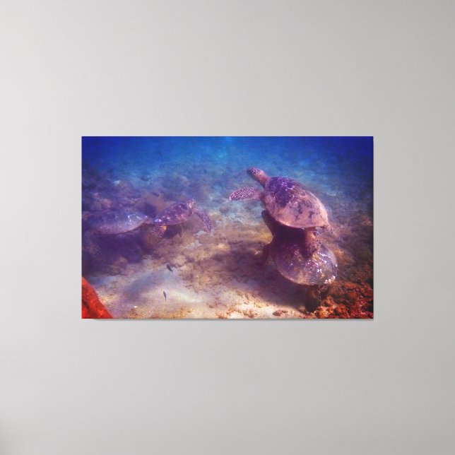 Green Sea Turtle family Canvas Print (Front)