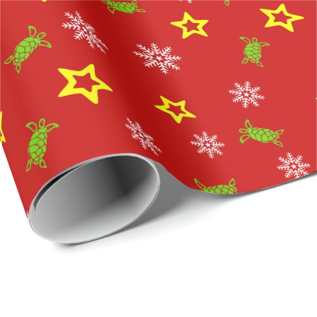 Green Sea Turtle Holiday Gift Wrap Wrapping Paper (Roll Corner)