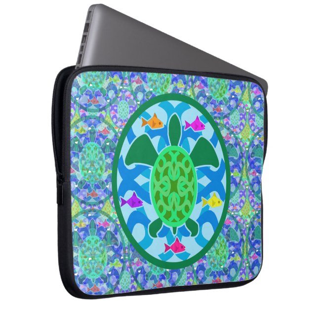 Green Sea Turtle Laptop Sleeve (Front Right)