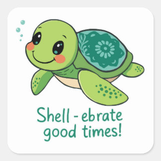 Green Sea Turtle Large Sticker | Cute Ocean Pun 