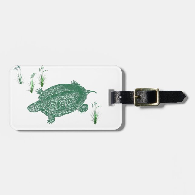 Green Sea Turtle Luggage Tag (Front Horizontal)