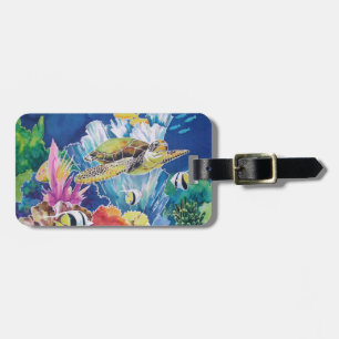 Green sea turtle luggage tag