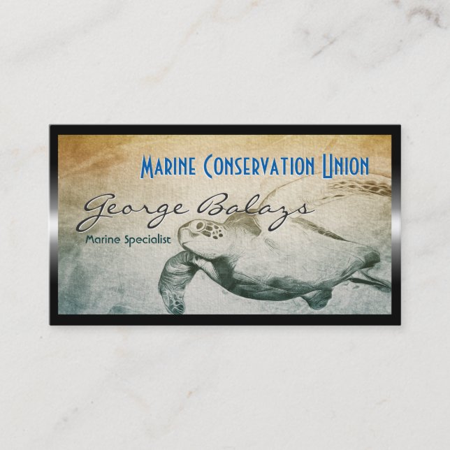 Green Sea Turtle / Marine Resource Conservation Business Card (Front)