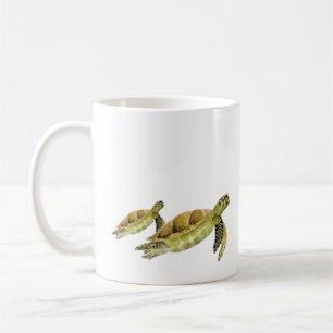 Green sea turtle marine watercolor mug