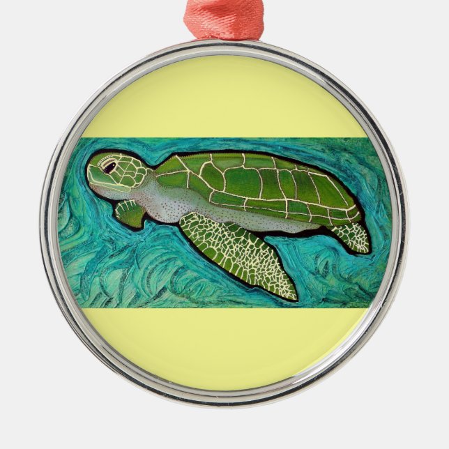 Green Sea Turtle Metal Tree Decoration (Front)