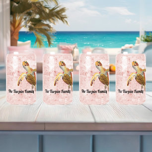 Green Sea Turtle Monogram Can Glass