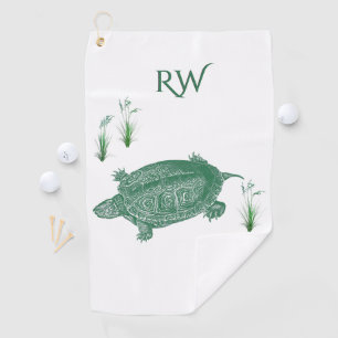 Green Sea Turtle Monogram Golf Towel