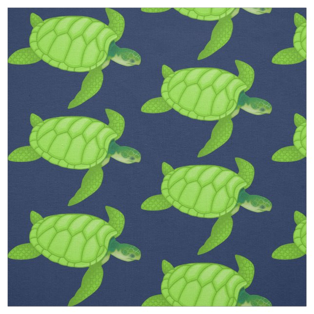 Green Sea Turtle on Navy Fabric (Swatch)