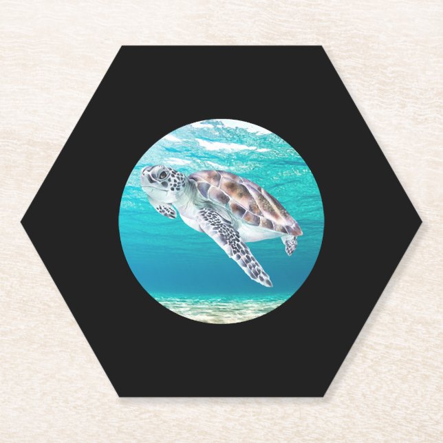 Green Sea Turtle  Paper Coaster (Front)