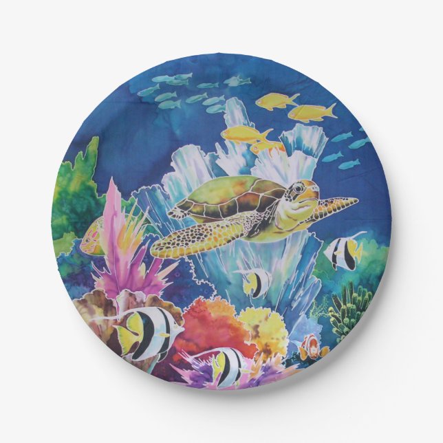 Green Sea Turtle Paper Plate Tropical Ocean Fish (Front)