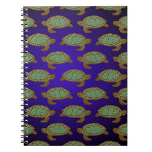Green Sea Turtle Pattern on Blue Notebook
