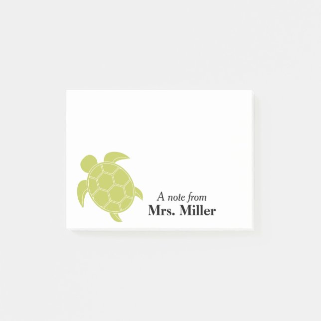 Green Sea Turtle Personalised Post-it Notes (Front)
