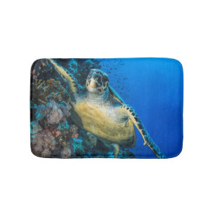 Green Sea Turtle Red Sea Bath Mat