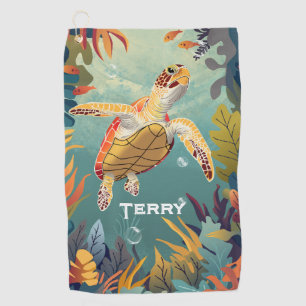 Green Sea Turtle Swims The Pacific Ocean Golf Towel