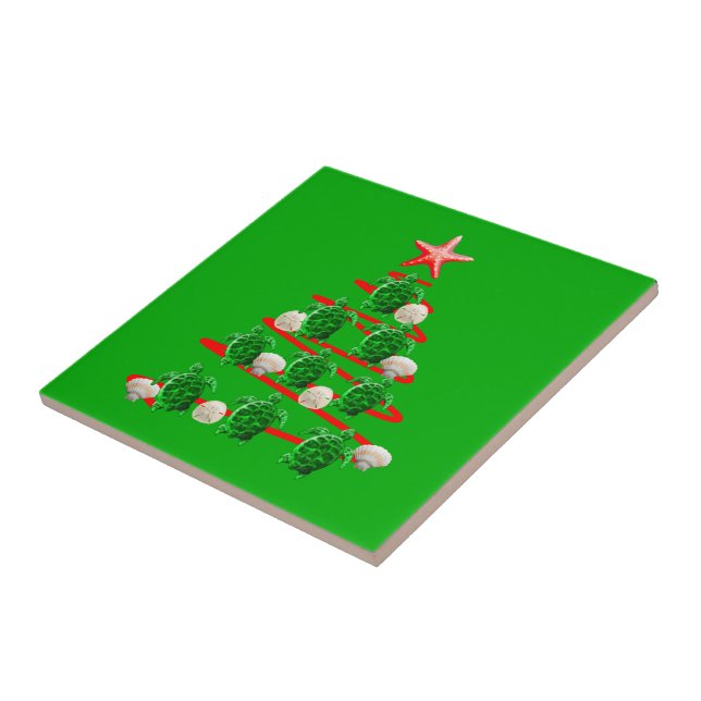 Green Sea Turtles Christmas Tree Tile (Side)