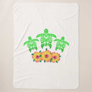 Green Sea Turtles Hawaiian Honu Sherpa Blanket